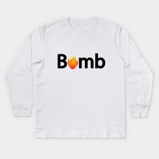 Bomb typographic logo design Kids Long Sleeve T-Shirt